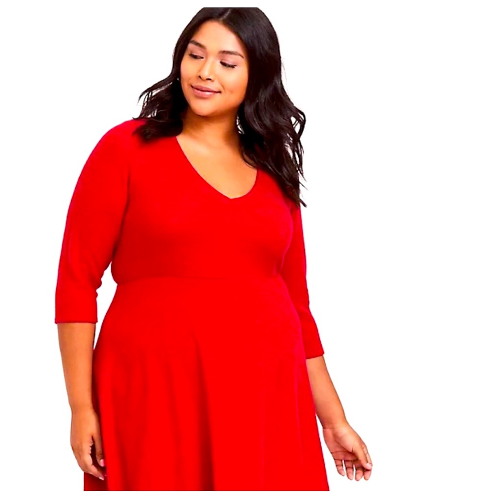 Torrid Red Sweater Skater Dress Size 4 EUC